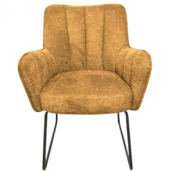 New Bo Lundgren Eetkamerstoel - Kevin - stof Bjorn grof geweven mosterd