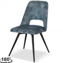 Online Bo Lundgren Eetkamerstoel - Malmo - Draaibaar - stof Velours Adore Niagara blauw