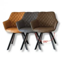 Online Bo Lundgren Eetkamerstoel - Ringo - Draaibaar - Lederlook antraciet