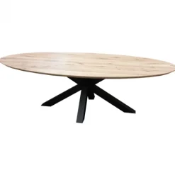 New HomingXL Eettafel ovaal eiken onbehandeld - 200 x 110 x 78 cm - Bladdikte 5,5 cm - Matrixpoot