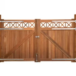 Sale Elephant Dubbele poort hardhout bankirai Belmonte set met trellis en 2 palen en steunpiket (300 x 180 cm)