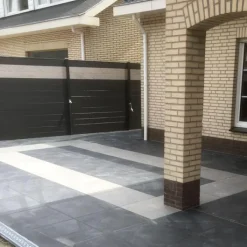 Best Elephant Schutting composiet Mix & Match bicolorgrijs/ aluminium rooster (180 x 180 cm)