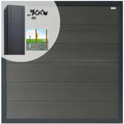 Discount Elephant Schutting set composiet Forte antraciet met antraciet aluminium kader (7,54 meter)