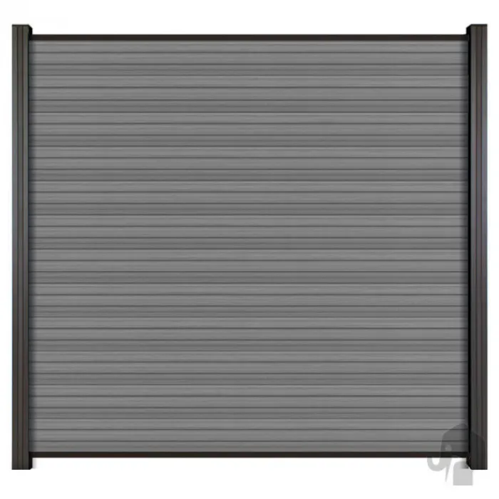 Elephant Zelfbouw schutting composiet co-ex Rhombus Triple Naturel Grey - zwart alu accessoires (180 x 180 cm)