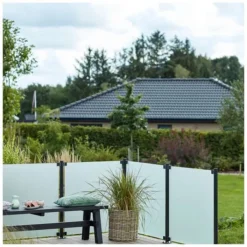 Sale Plus Danmark Glasplaat - Gehard mat glas 6 mm tbv ronde palen (90 x 91 cm)