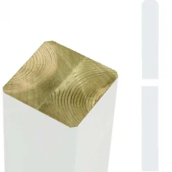 Best Plus Danmark Hekpaal vuren 9 x 9 cm wit met ongepunte en afgeronde kant geschaafd