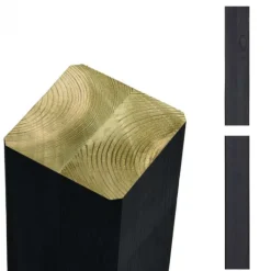 Online Plus Danmark Hekpaal vuren 9 x 9 cm zwart ongepunt geschaafd