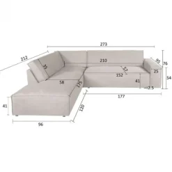 Outlet Dutch by HomingXL Hoekbank - Marken - links - Bjorn grof geweven beige 24