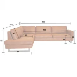 Sale HomingXL Hoekbank - Riverdance - leer Colorado - links - grijs 02