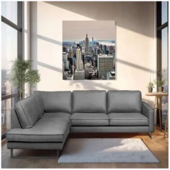 Hot HomingXL Hoekbank - Stuart - links - Lederlook Missouri antraciet 09