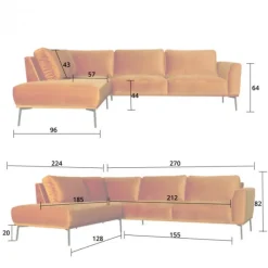 Sale HomingXL Hoekbank - Tulp - rechts - velours Brunei koper 18