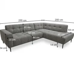 Clearance HomingXL Hoekbank Bovino open eind links - Bella 55 - 2,00 x 2,55 mtr breed