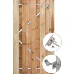 Hot HomingXL Tuindeur Grenen recht met stalen frame groen geimpregneerd (100 x 195 cm) inclusief beslag