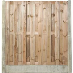 Clearance Elephant Hout & Beton schutting grijs - Grenen recht 15L rvs groen geimpregneerd (180 x 180 cm) dikte 4,7 cm