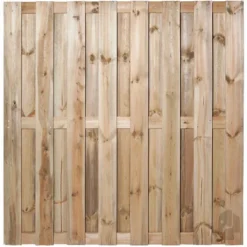 Clearance Elephant Hout & Beton schutting grijs - Grenen recht 15L rvs groen geimpregneerd (180 x 180 cm) dikte 4,7 cm