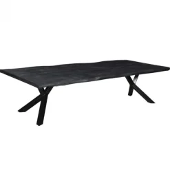 Sale I-Catchers Boomstamtafel massief Mango zwart - 260 x 100 x 78 cm - Bladdikte 5,6 cm - Y-poten