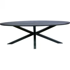 I-Catchers Eettafel ovaal eiken fineer zwart - 240 x 100 x 81 cm - Visgraat - Kruispoot