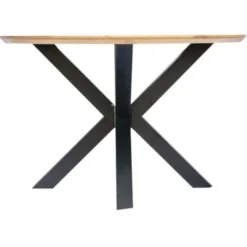 Discount I-Catchers Eettafel rond eiken fineer - 120 x 120 x 81 cm - Visgraat - Kruispoot