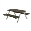 Hot Plus Danmark Kinderpicknicktafel gerecycled plastic zwart | Alpha 118 x 118 x 57 cm