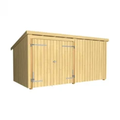 Outlet Plus Danmark Multi tuinhuis dubbele deur/dicht 9,5 m2 onbehandeld 218 x 432 x 220 cm