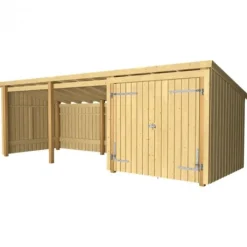 Hot Plus Danmark Multi tuinhuis dubbele deur/open 14 m2 onbehandeld 218 x 635 x 220 cm