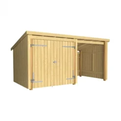 Online Plus Danmark Multi tuinhuis dubbele deur/open 9,5 m2 onbehandeld 218 x 432 x 220 cm