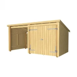 Online Plus Danmark Multi tuinhuis dubbele deur/open 9,5 m2 onbehandeld 218 x 432 x 220 cm