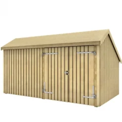 Best Plus Danmark Multi tuinhuis met dubbele deur/ dicht 10,5 m2 onbehandeld 248 x 432 x 250 cm
