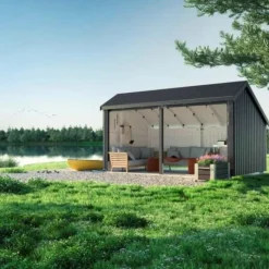 Outlet Plus Danmark Multi tuinhuis open 10,5 m2 onbehandeld 248 x 432 x 250 cm