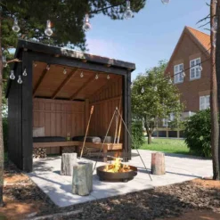 New Plus Danmark Overdekt huis met hoekbank 5 m2 - 229 x 218 x 169/220 cm