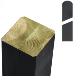 Hot Plus Danmark Paal vuren 9 x 9 cm antraciet (238 cm) met ongepunte en afgeronde kant geschaafd