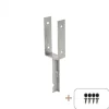Outlet Plus Danmark Paalhouder gepunt U gegalvaniseerd tbv tuinpaal van 9 x 9 cm - 40 cm