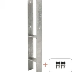 Outlet Plus Danmark Paalhouder H gegalvaniseerd incl. schroeven tbv tuinpaal van 9 x 9 cm - 60 cm