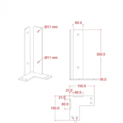 Outlet Plus Danmark Paalhouder hoek gegalvaniseerd tbv tuinpaal van 9 x 9 cm - 30 cm