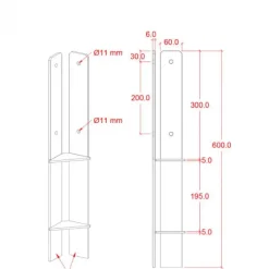 Hot Plus Danmark Paalhouder hoek zwart incl. schroeven tbv tuinpaal van 9 x 9 cm - 60 cm