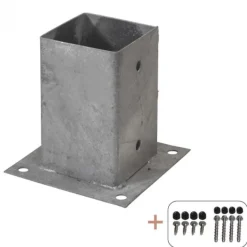 Hot Plus Danmark Paalhouder met voet gegalvaniseerd incl. schroeven tbv tuinpaal van 9 x 9 cm - 15 x 15 cm
