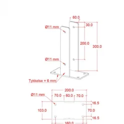 Discount Plus Danmark Paalhouder met voet U zwart incl. schroeven tbv tuinpaal 9 x 9 cm - 30 cm