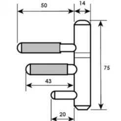 Sale HomingXL Paumelle voor houten kozijn 75 x 14 mm voor opdekdeuren - zwart gepoedercoat