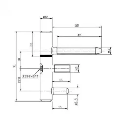 New Svedex Paumelle voor stalen kozijn 71 x 12 mm voor opdekdeuren - vernikkeld