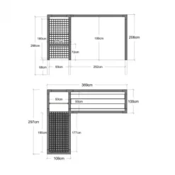 Online Plus Danmark Pergola hout met tafel, fitness en waslijn - 369/297 x 108 x 208 cm