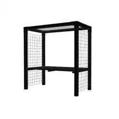 Outlet Plus Danmark Pergola staal met gaaspanelen en houten tafel zwart - 198 x 108 x 208 cm