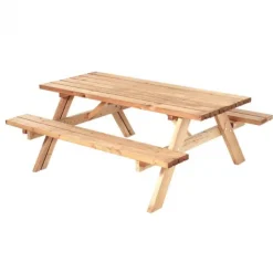 Sale Plus Danmark Picknicktafel Thermowood - Opklapbare zitting - 155 x 177 x 71 cm