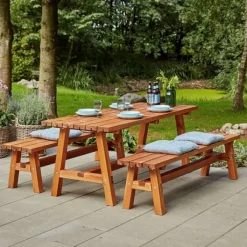 Clearance Plus Danmark Picknicktafel vuren - Country - gegrond teak - 181 x 177 x 76 cm