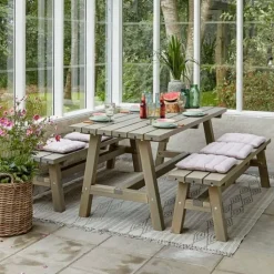 Clearance Plus Danmark Picknicktafel vuren - Country - gegrond grijsbruin - 181 x 177 x 76 cm