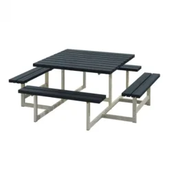 Outlet Plus Danmark Picknicktafel vuren - Picknick vierkant gegrond zwart