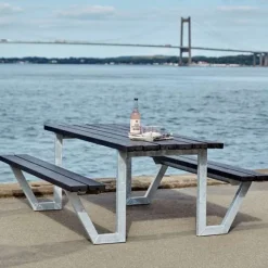 Hot Plus Danmark Picknicktafel vuren gegrond zwart - Wega - 177 cm