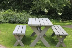 Discount Plus Danmark Picknicktafel vuren geimpregneerd - Nostalgi - grijsbruin - 76 x 177 x 72 cm