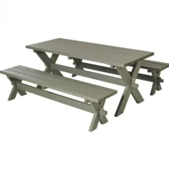 Discount Plus Danmark Picknicktafel vuren geimpregneerd - Nostalgi - grijsbruin - 76 x 177 x 72 cm