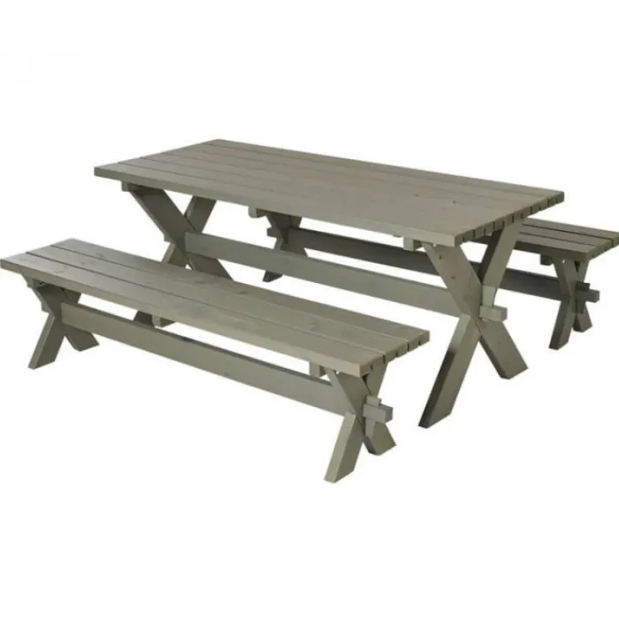 Discount Plus Danmark Picknicktafel vuren geimpregneerd - Nostalgi - grijsbruin - 76 x 177 x 72 cm