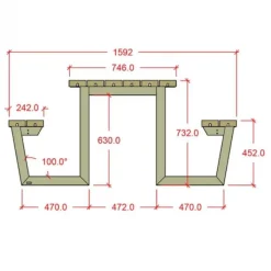 Outlet Plus Danmark Picknicktafel vuren geimpregneerd - Wega - 177 cm